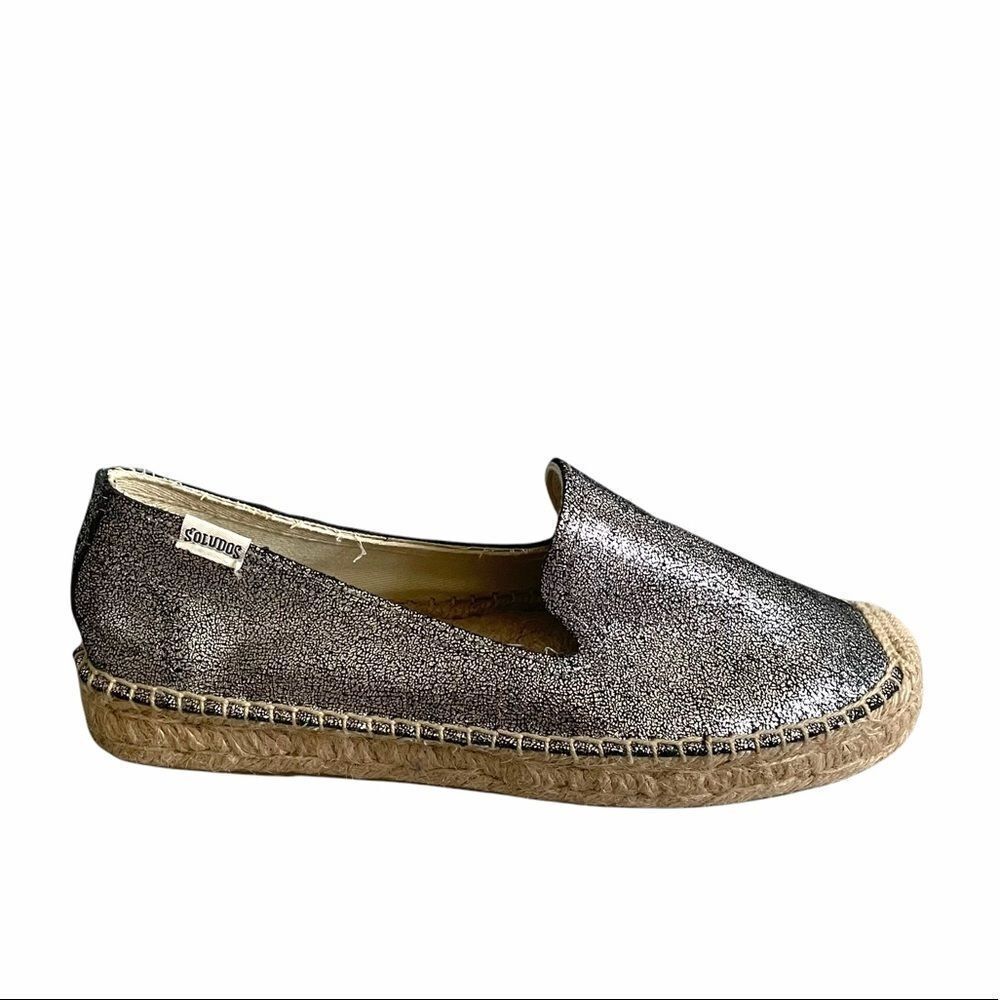 Soludos Metallic Platform Smoking Slippers Espadrilles Slip-On Sandals 7